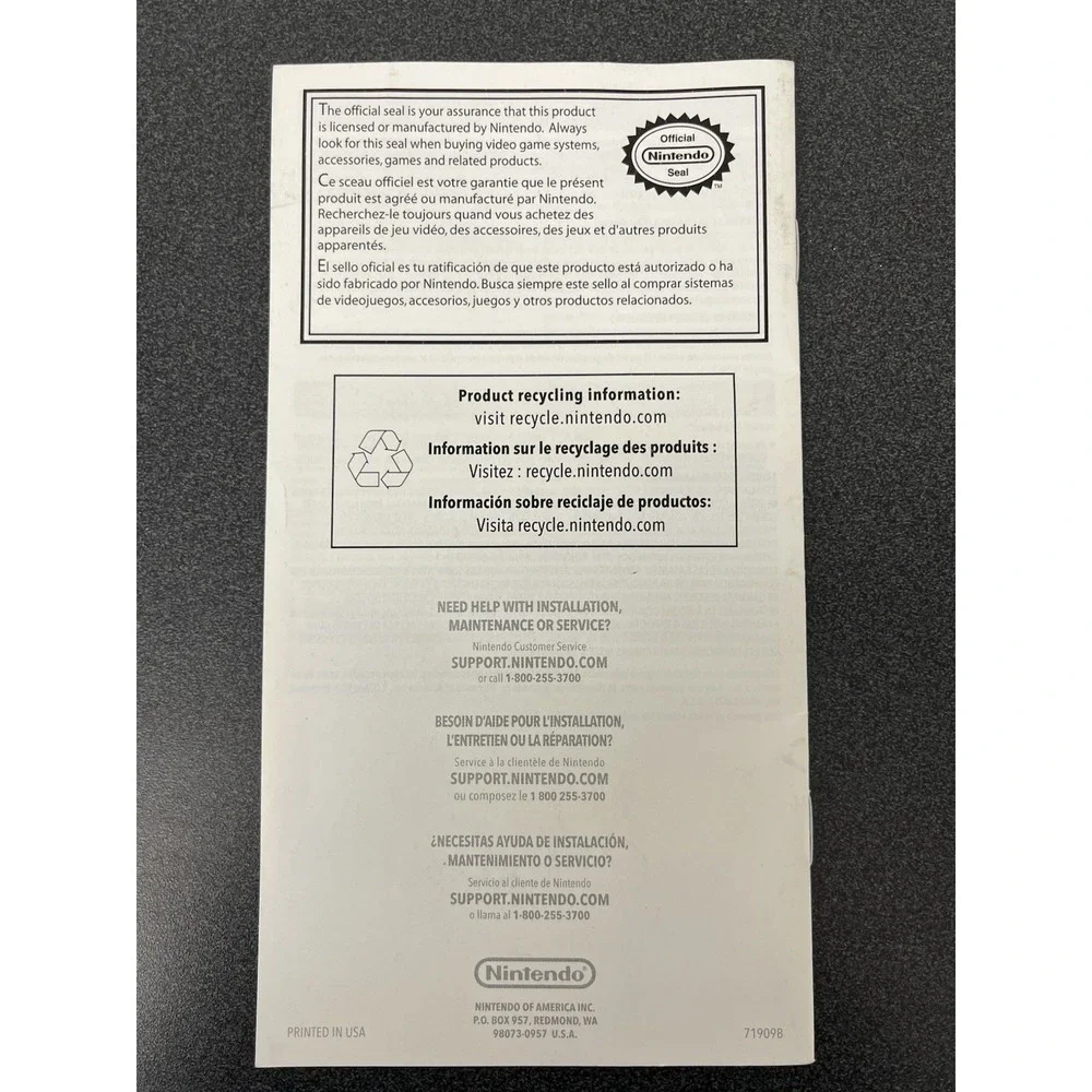 Wii Remote Plus Controller Nintendo Wii Operations Manual Only
